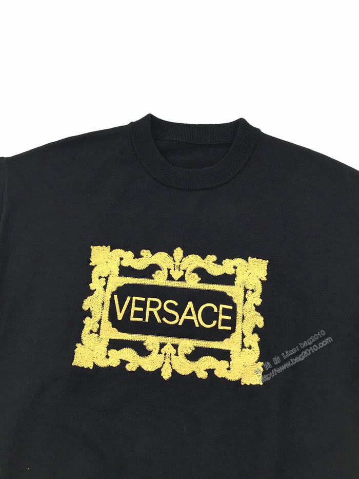 Versace男裝 範思哲20SS秋冬新款刺繡花卉字母針織毛衣  ydi3514